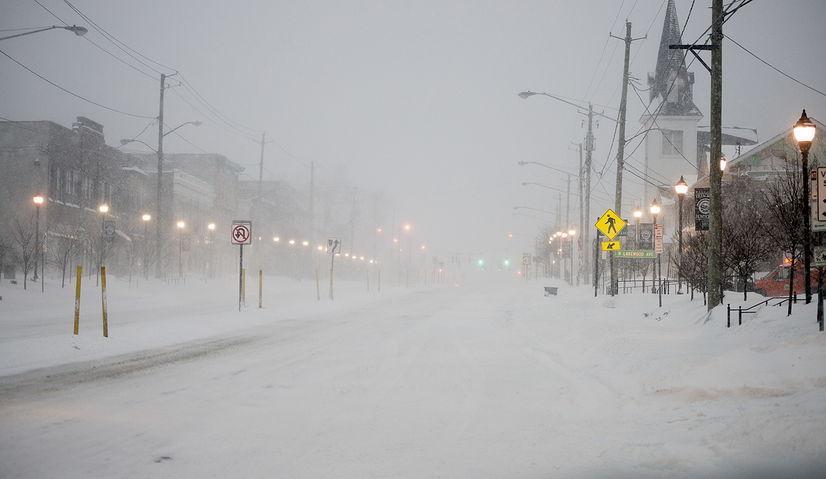 View of Broadway in Monticello at 7:30 a.m. on Monday February 2, 2015.